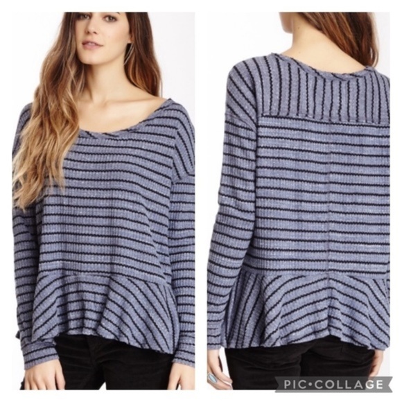 We The Free Auntie Em Striped Peplum Top - Picture 1 of 6